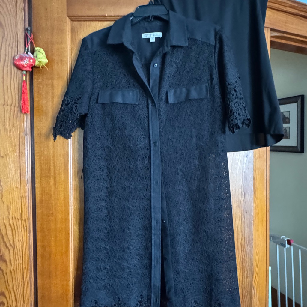 Banana Republic Original Heritage Black Lace Button-Up Shirtdress -Size 8